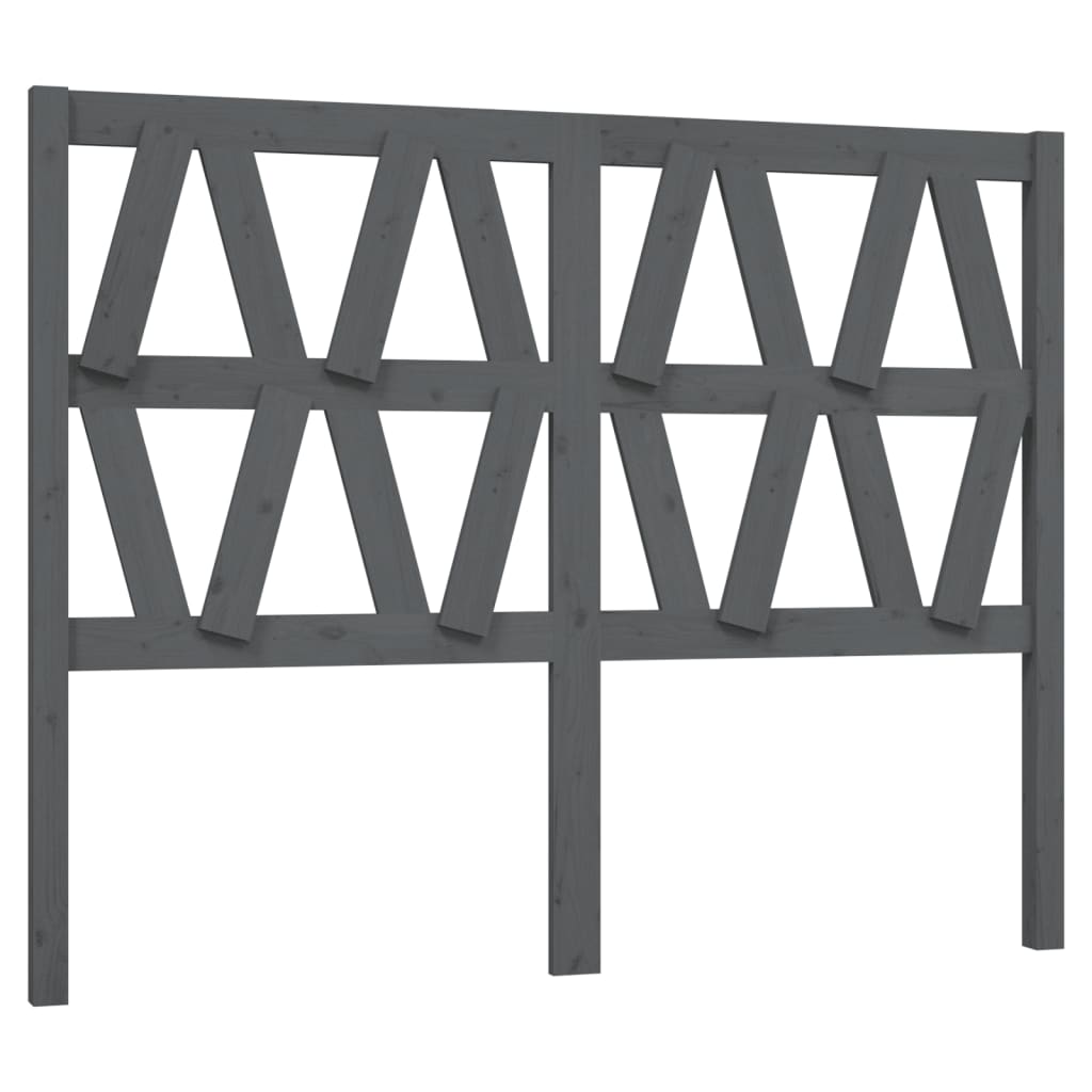 szürke tömör fenyőfa ágyfejtámla 126 x 4 x 100 cm