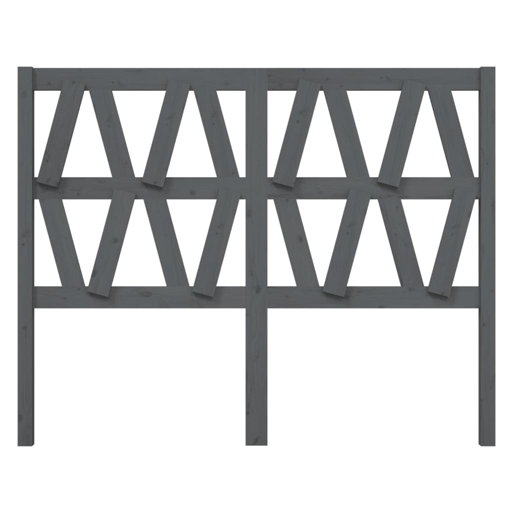 szürke tömör fenyőfa ágyfejtámla 126 x 4 x 100 cm