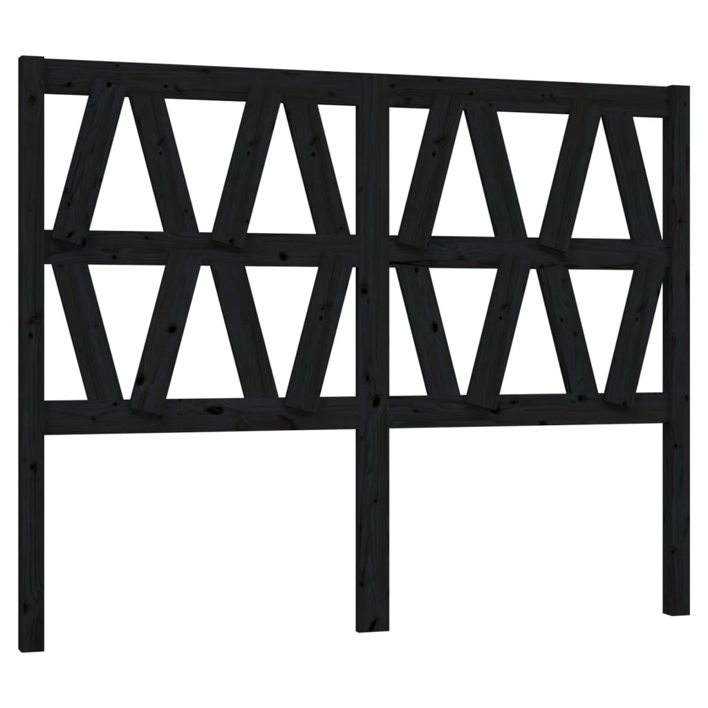 fekete tömör fenyőfa ágyfejtámla 126 x 4 x 100 cm