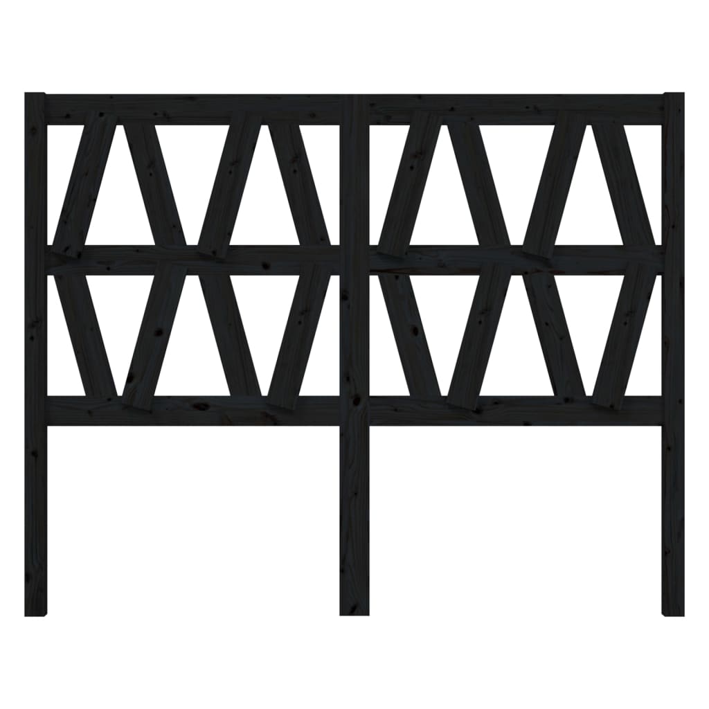 fekete tömör fenyőfa ágyfejtámla 126 x 4 x 100 cm