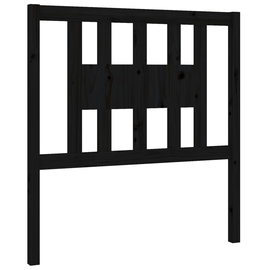 fekete tömör fenyőfa ágyfejtámla 96 x 4 x 100 cm