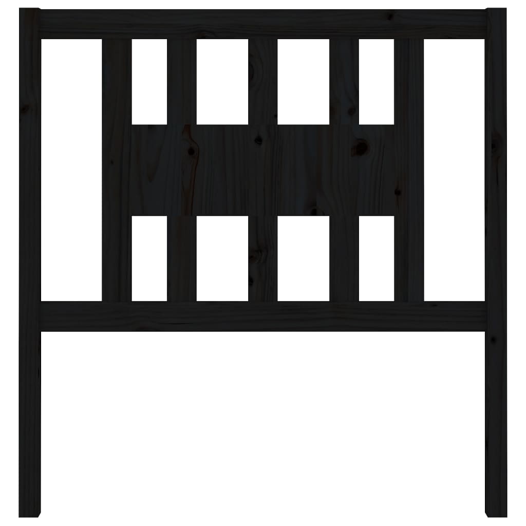 fekete tömör fenyőfa ágyfejtámla 96 x 4 x 100 cm
