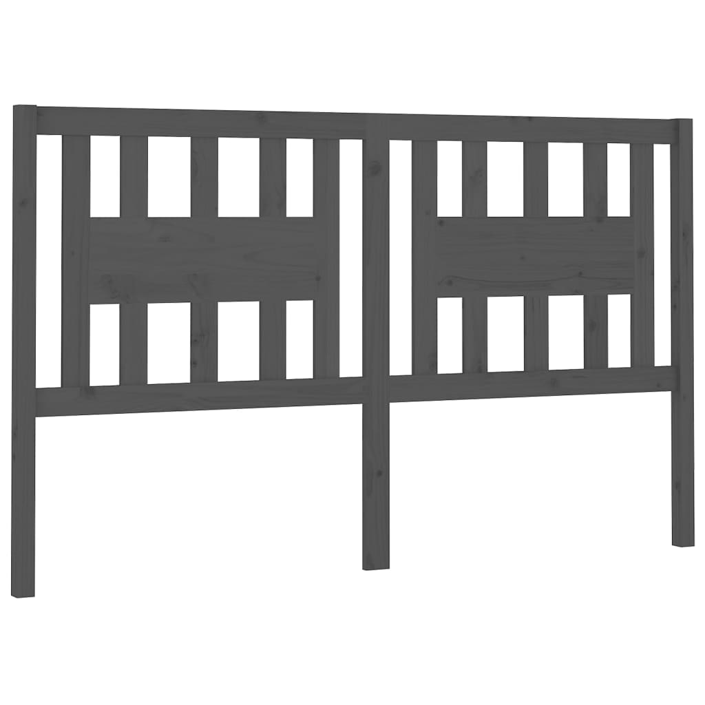 szürke tömör fenyőfa fejtámla 126x4x100 cm