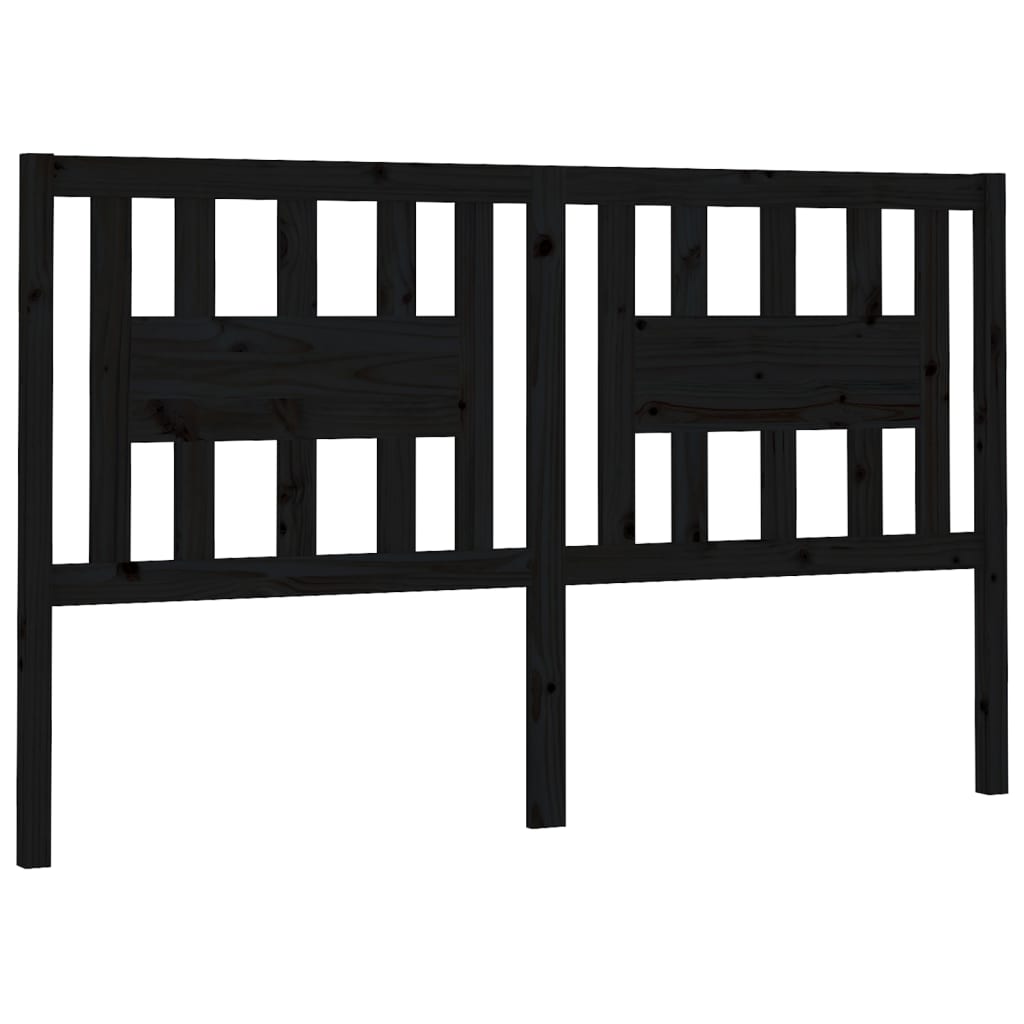 fekete tömör fenyőfa fejtámla 206 x 4 x 100 cm