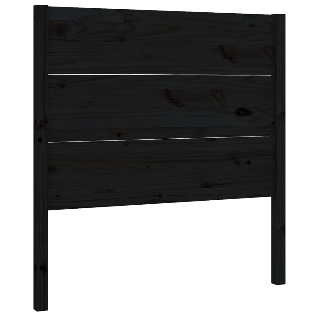 fekete tömör fenyőfa ágyfejtámla 96 x 4 x 100 cm
