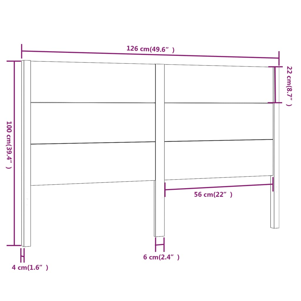 mézbarna tömör fenyőfa fejtámla 126 x 4 x 100 cm