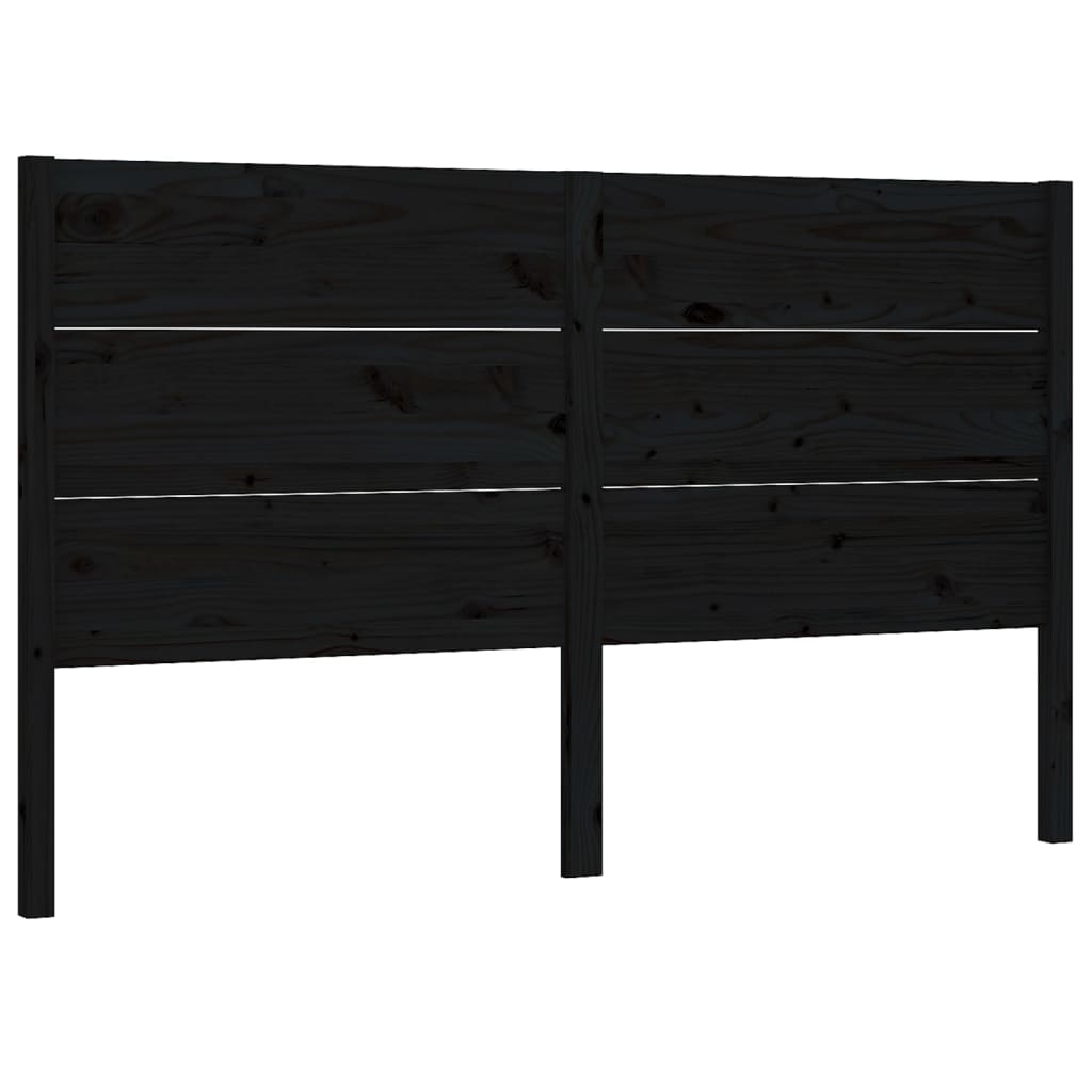 fekete tömör fenyőfa fejtámla 126 x 4 x 100 cm
