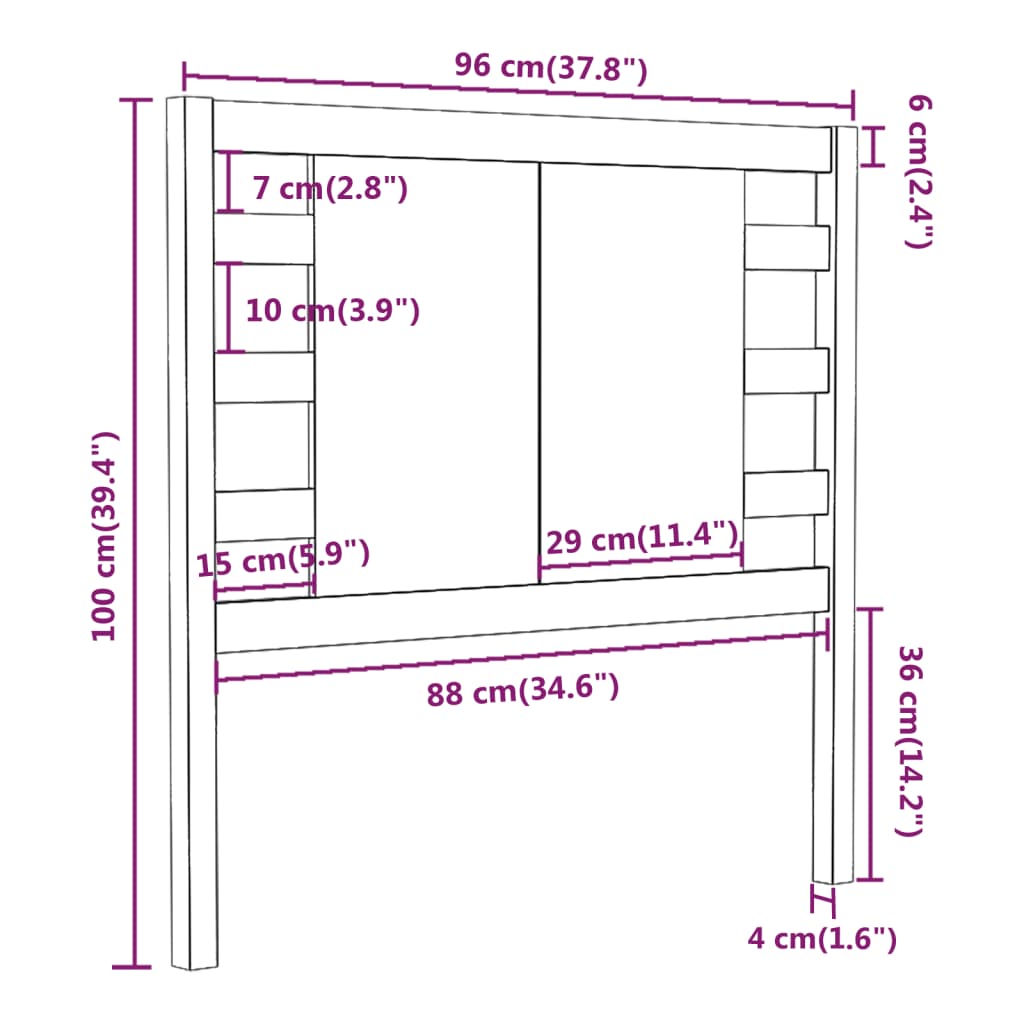 mézbarna tömör fenyőfa fejtámla 96 x 4 x 100 cm
