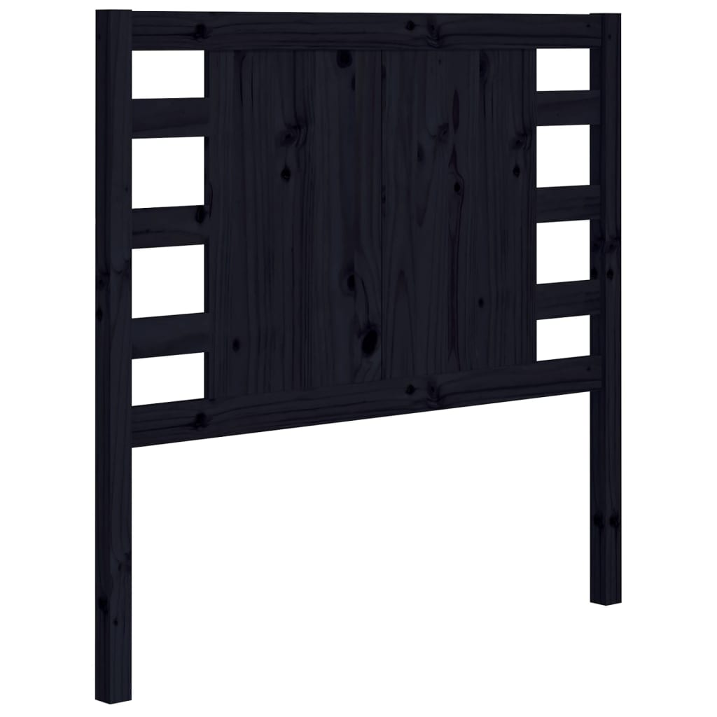 fekete tömör fenyőfa fejtámla 106 x 4 x 100 cm