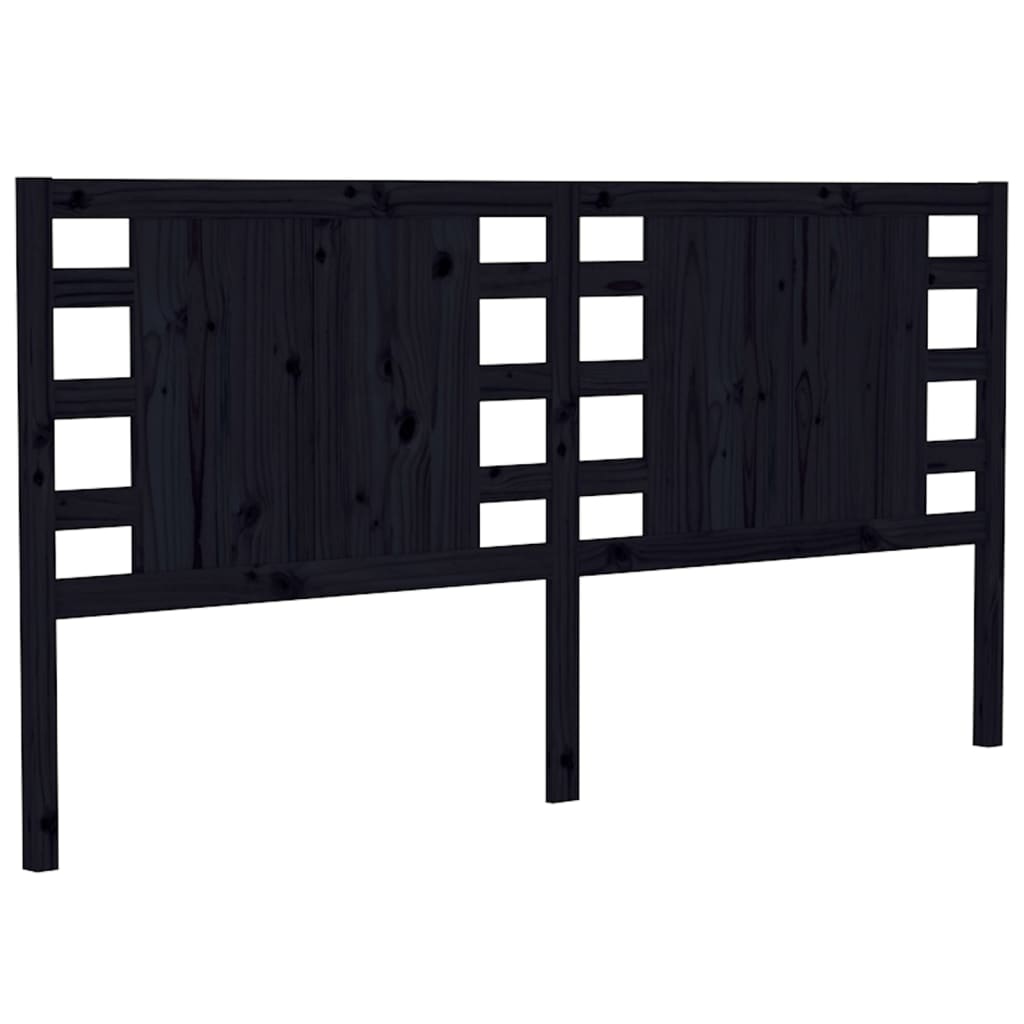fekete tömör fenyőfa fejtámla 126x4x100 cm