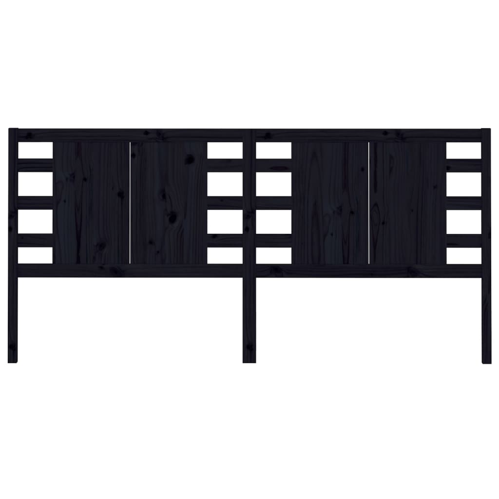 fekete tömör fenyőfa fejtámla 126x4x100 cm
