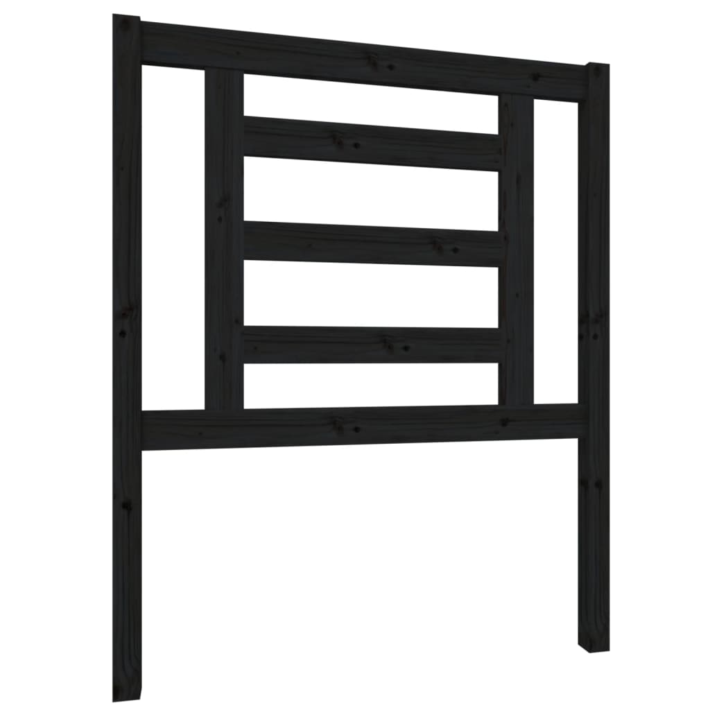 fekete tömör fenyőfa ágyfejtámla 81 x 4 x 100 cm