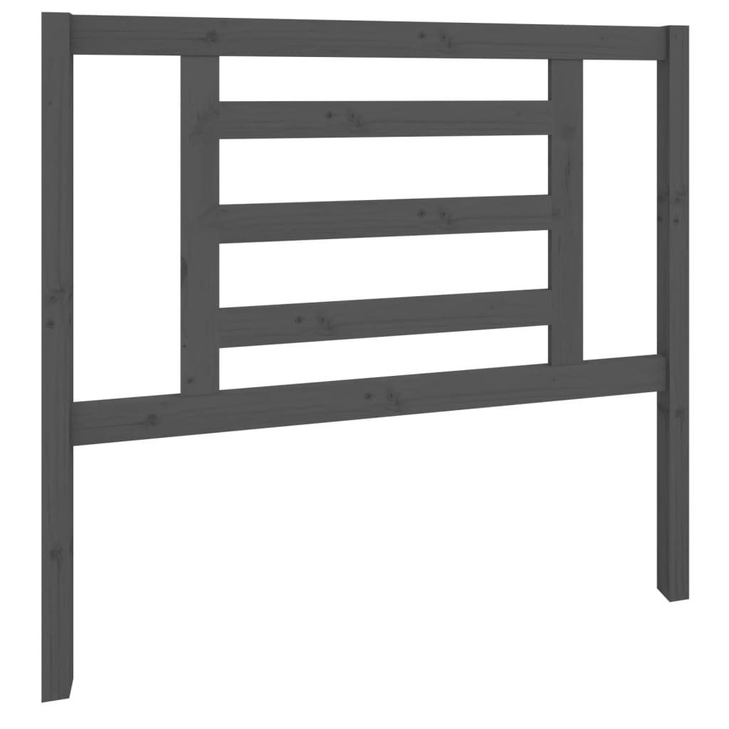 szürke tömör fenyőfa ágyfejtámla 106 x 4 x 100 cm