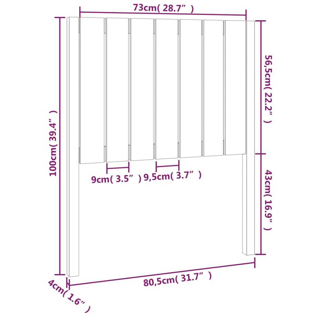 mézbarna tömör fenyőfa ágyfejtámla 80,5x4x100cm