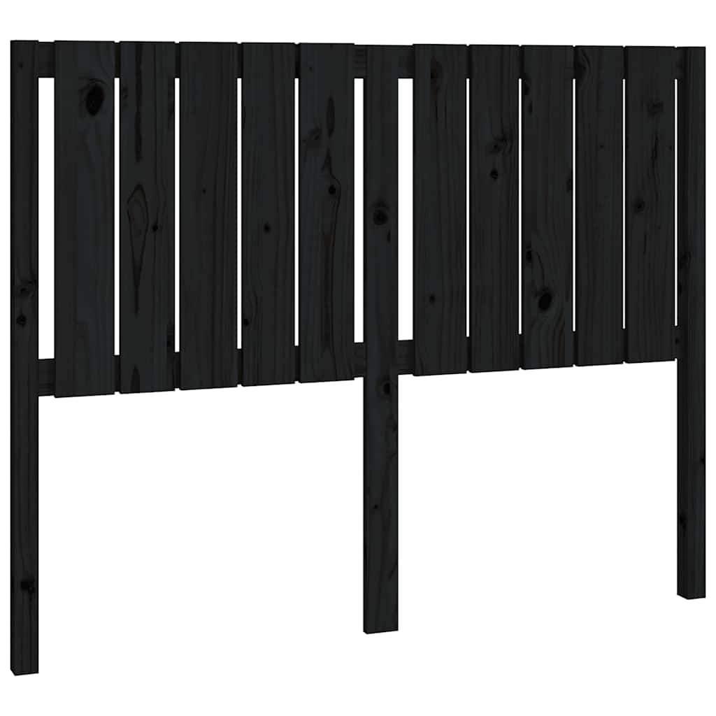 fekete tömör fenyőfa ágyfejtámla 125,5 x 4 x 100 cm