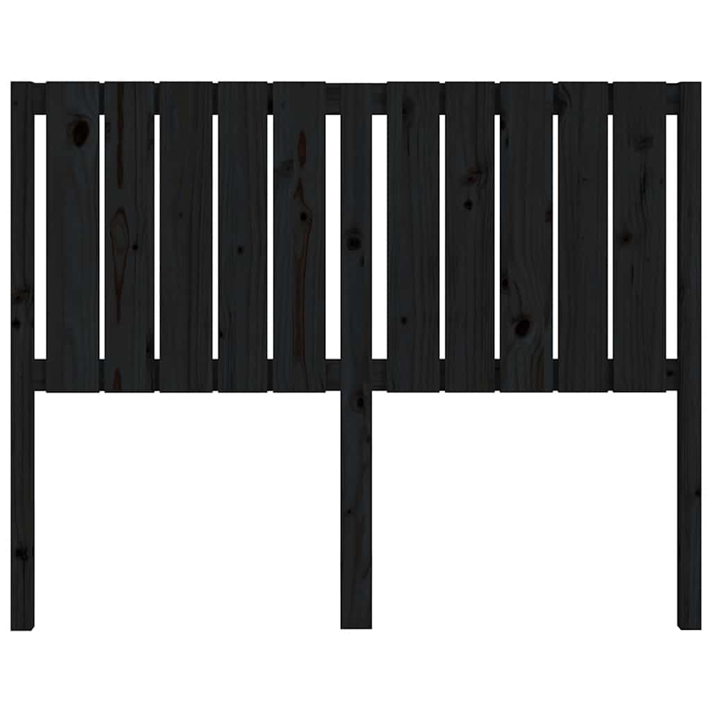 fekete tömör fenyőfa ágyfejtámla 125,5 x 4 x 100 cm