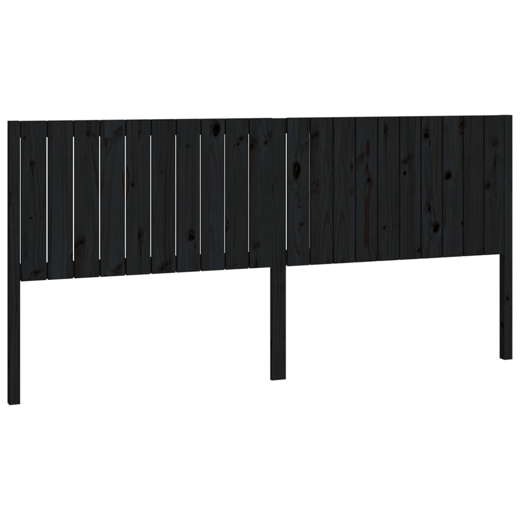 fekete tömör fenyőfa ágyfejtámla 205,5 x 4 x 100 cm