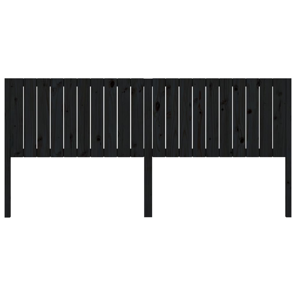 fekete tömör fenyőfa ágyfejtámla 205,5 x 4 x 100 cm