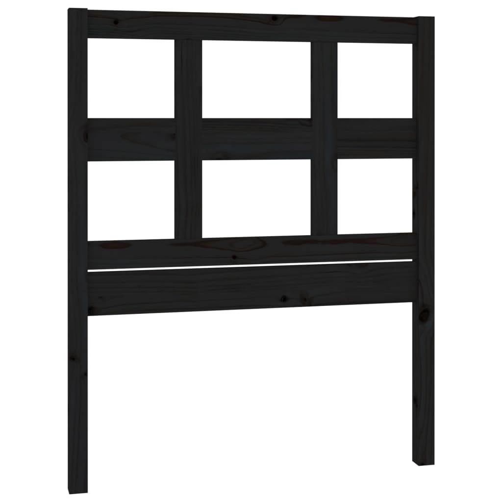 fekete tömör fenyőfa ágyfejtámla 95,5x4x100 cm