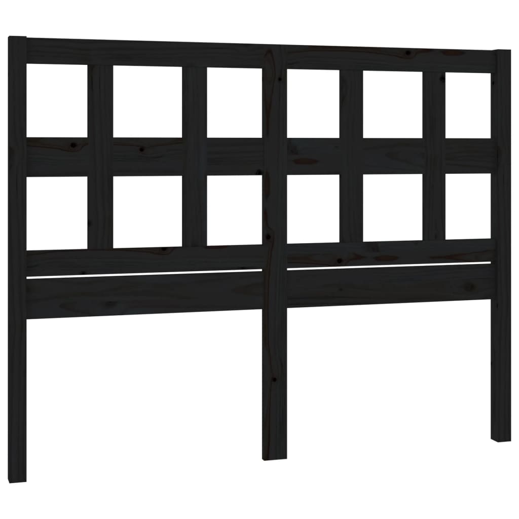 fekete tömör fenyőfa ágyfejtámla 125,5x4x100 cm
