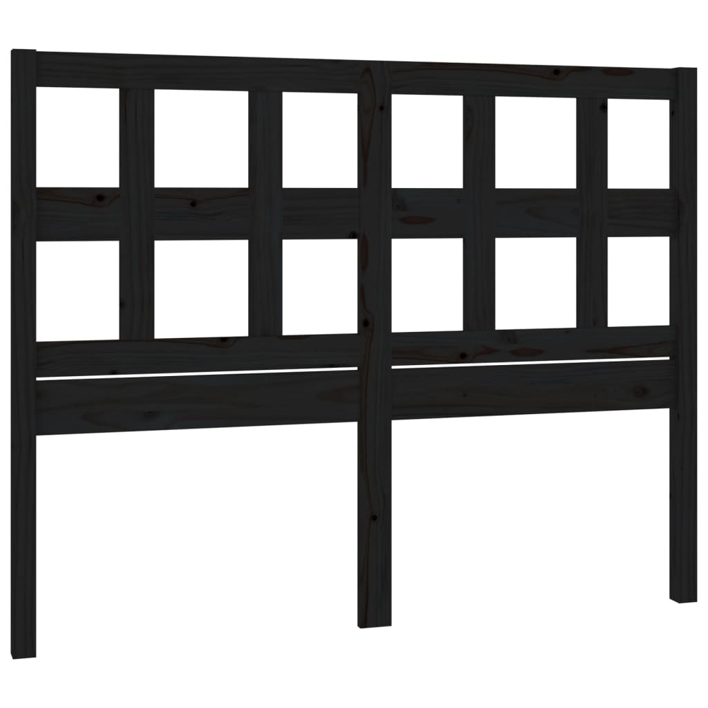 fekete tömör fenyőfa ágyfejtámla 185,5x4x100 cm