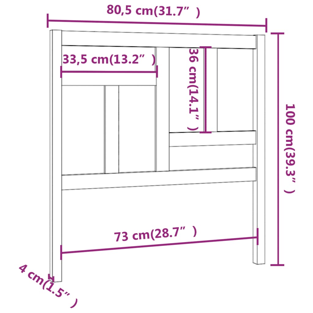 mézbarna tömör fenyőfa ágyfejtámla 80,5x4x100cm
