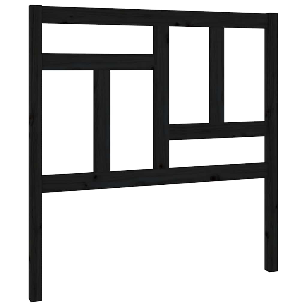 fekete tömör fenyőfa ágyfejtámla 95,5 x 4 x 100 cm