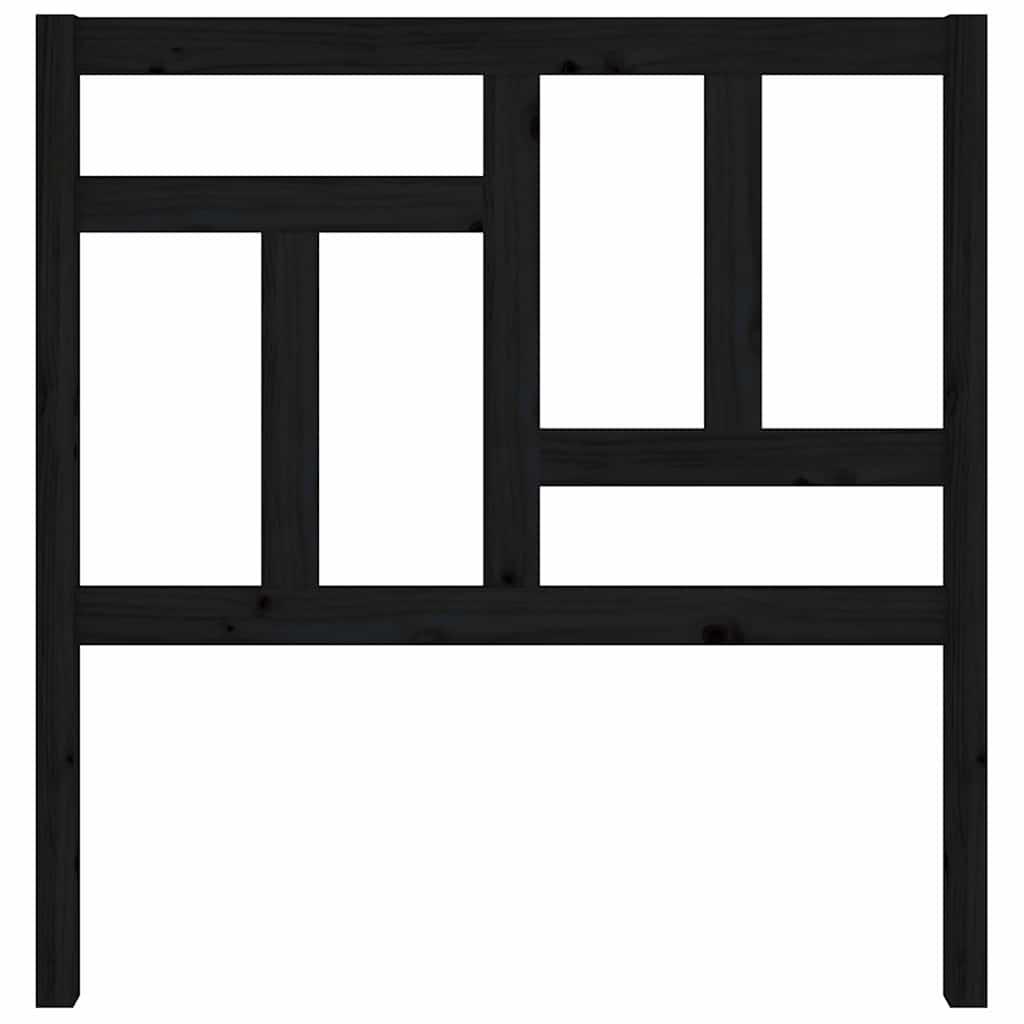 fekete tömör fenyőfa ágyfejtámla 95,5 x 4 x 100 cm
