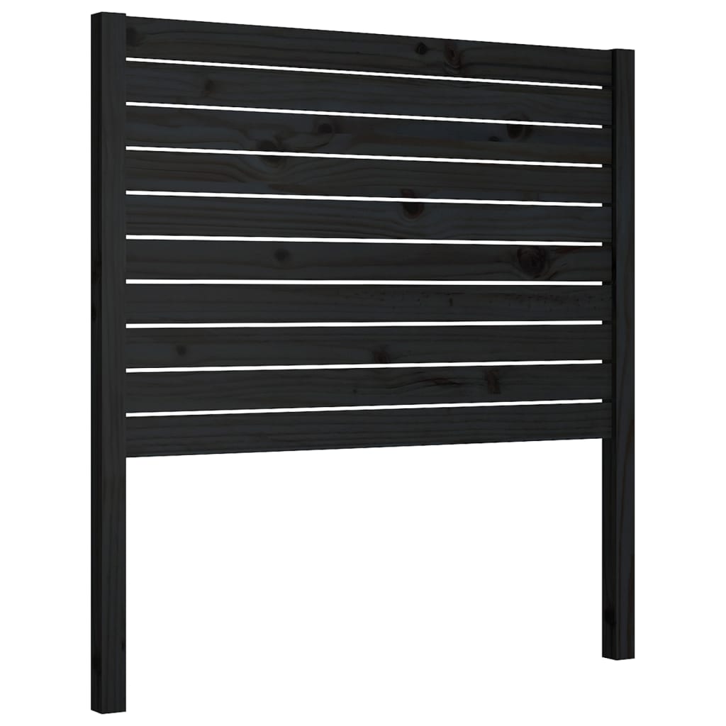 fekete tömör fenyőfa ágyfejtámla 81 x 4 x 100 cm