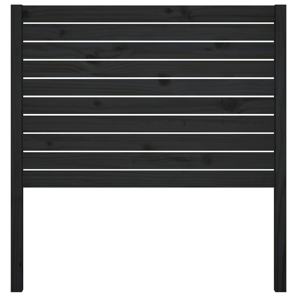 fekete tömör fenyőfa ágyfejtámla 81 x 4 x 100 cm