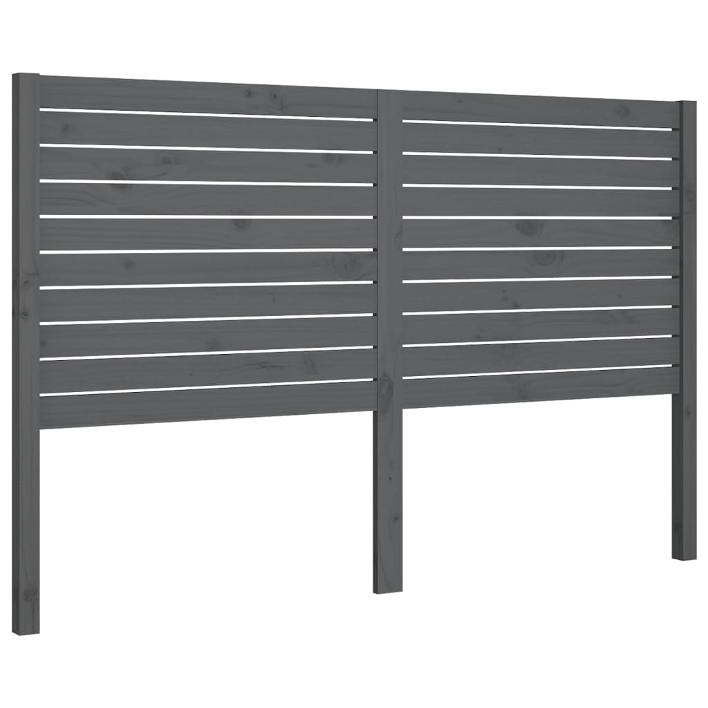 szürke tömör fenyőfa ágyfejtámla 126 x 4 x 100 cm