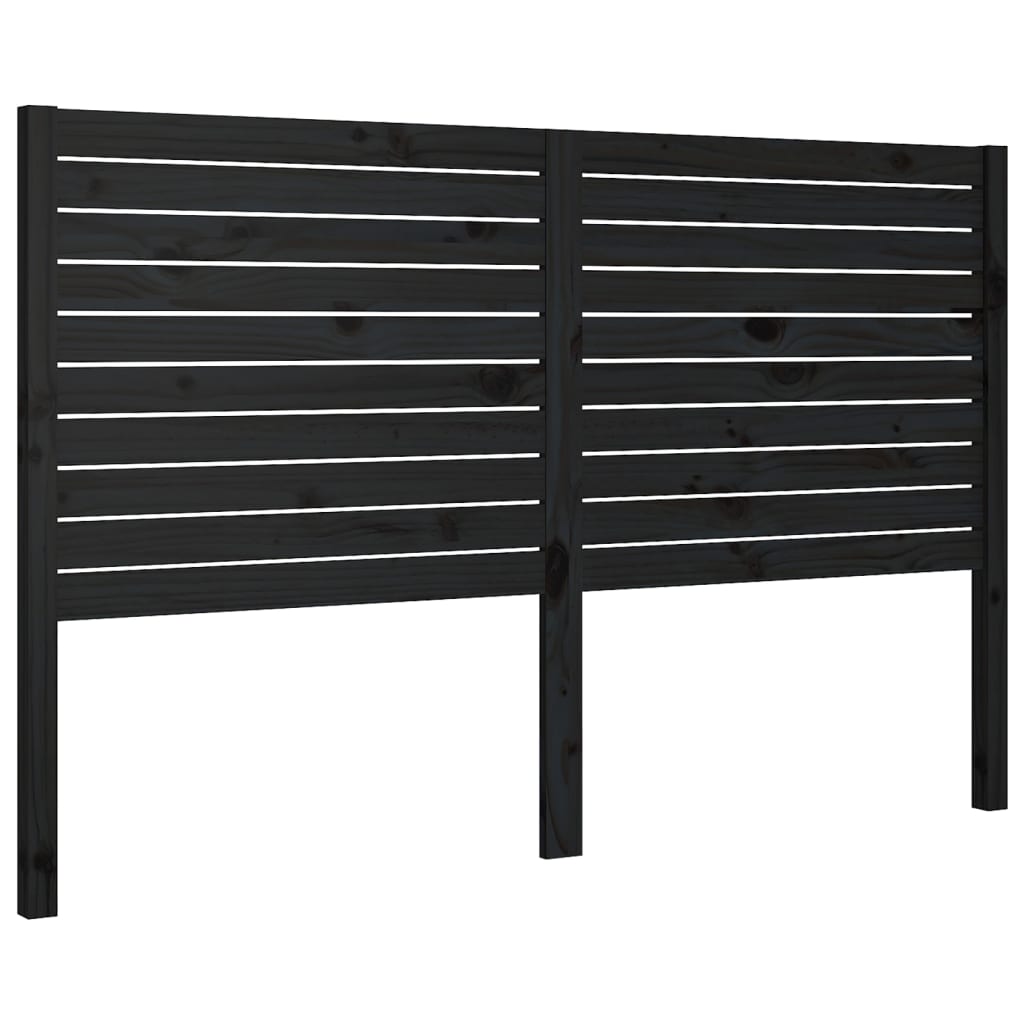 fekete tömör fenyőfa ágyfejtámla 156x4x100 cm