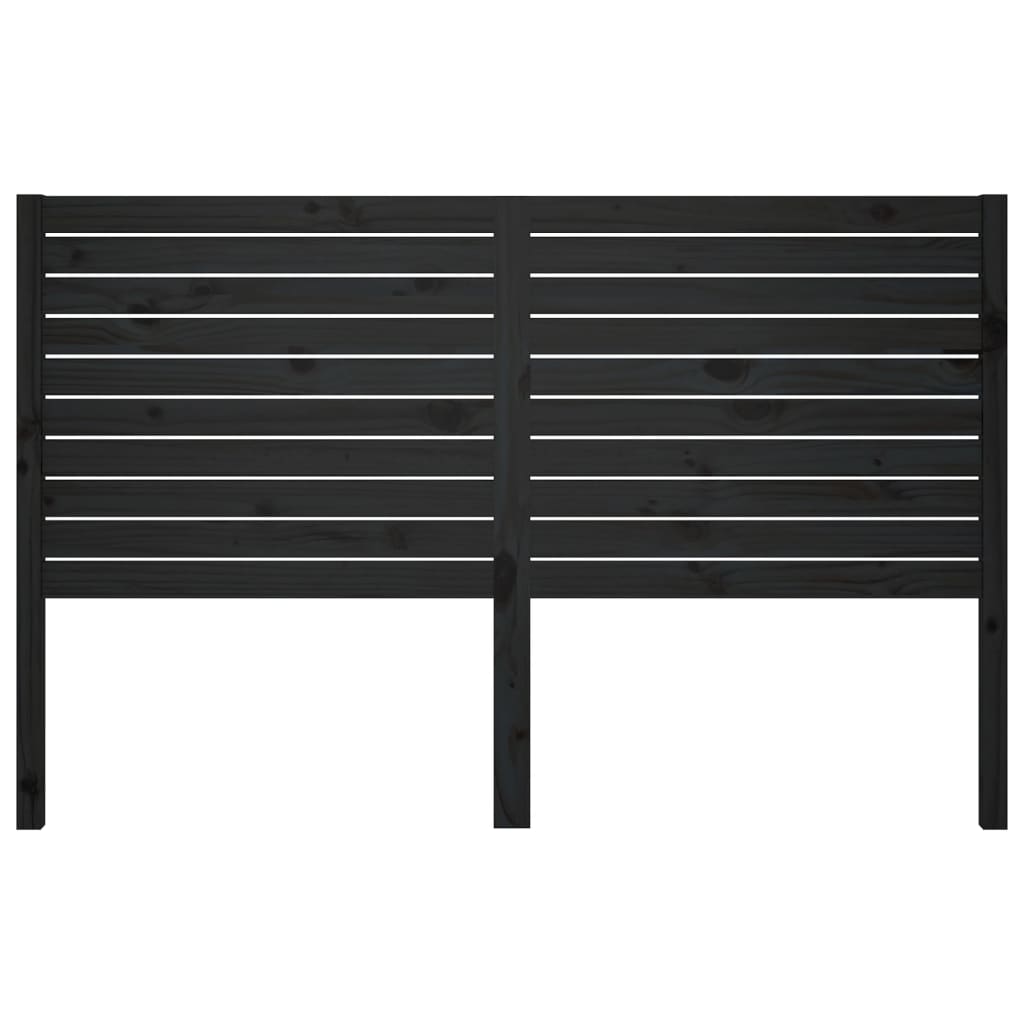 fekete tömör fenyőfa ágyfejtámla 156x4x100 cm