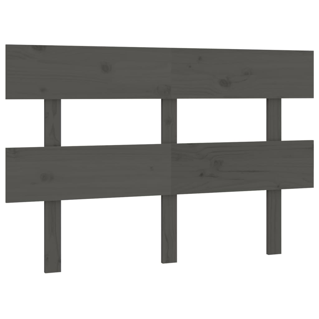 szürke tömör fenyőfa ágyfejtámla 124x3x81 cm