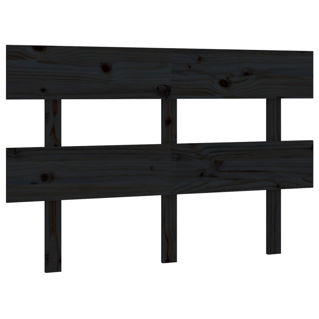 fekete tömör fenyőfa ágyfejtámla 124x3x81 cm