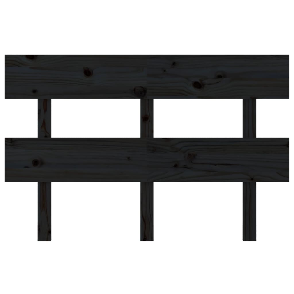 fekete tömör fenyőfa ágyfejtámla 124x3x81 cm