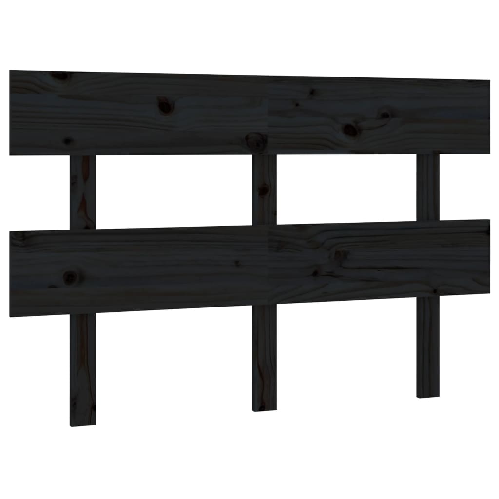 fekete tömör fenyőfa ágyfejtámla 138x3x81 cm