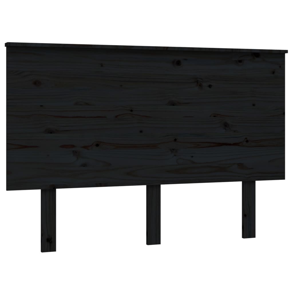 fekete tömör fenyőfa ágyfejtámla 124x6x82,5 cm