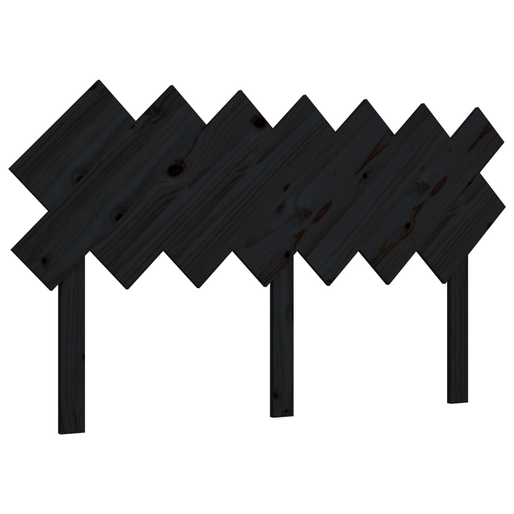 fekete tömör fenyőfa ágyfejtámla 141x3x80,5 cm