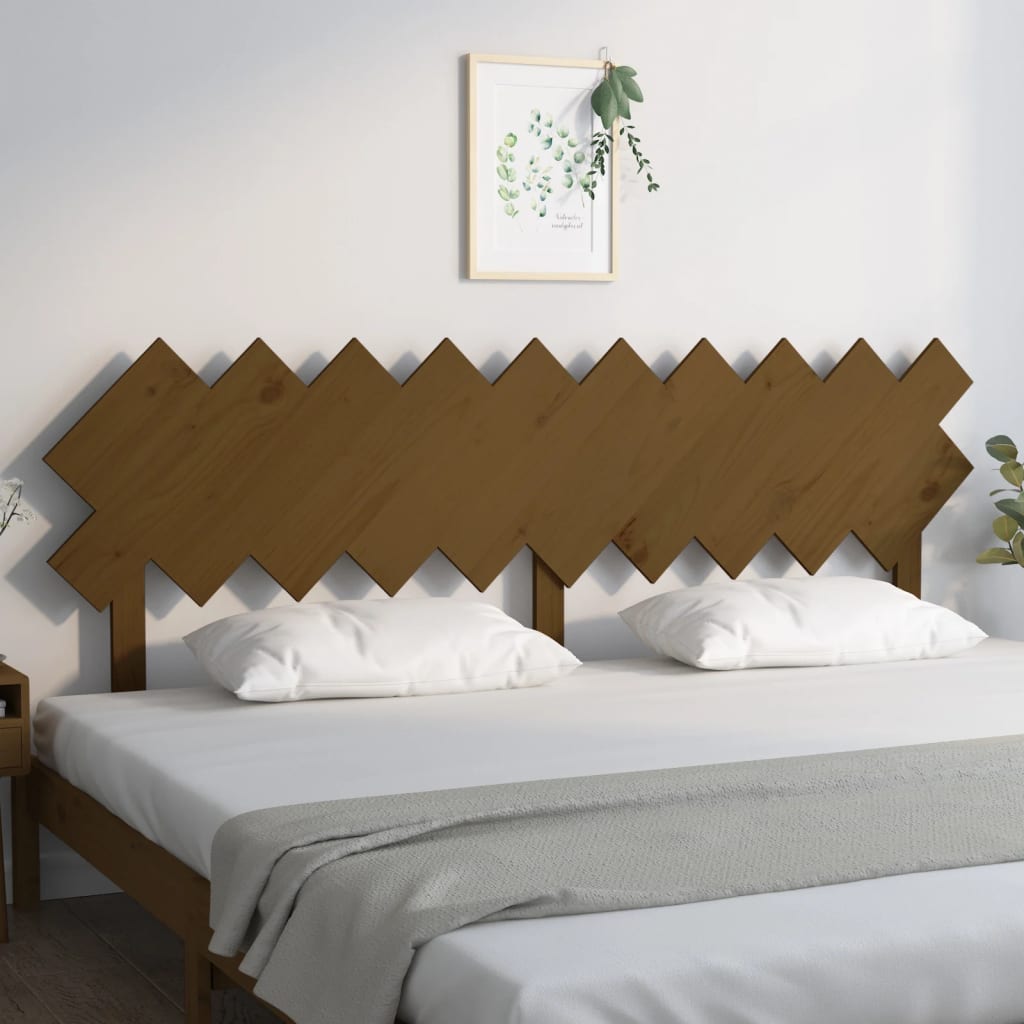 mézbarna tömör fenyőfa ágyfejtámla 196x3x80,5 cm