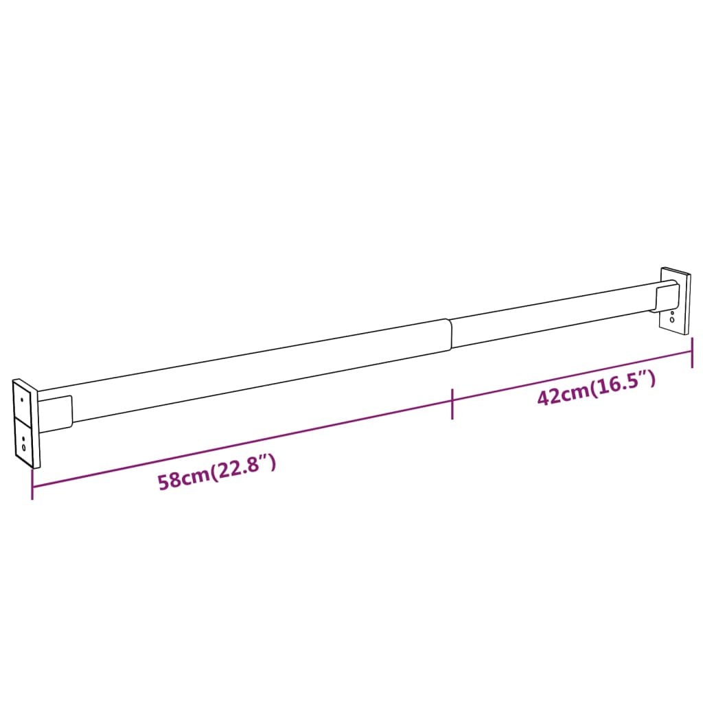 2 db ezüst teleszkópos gardróbsín 58-100 cm