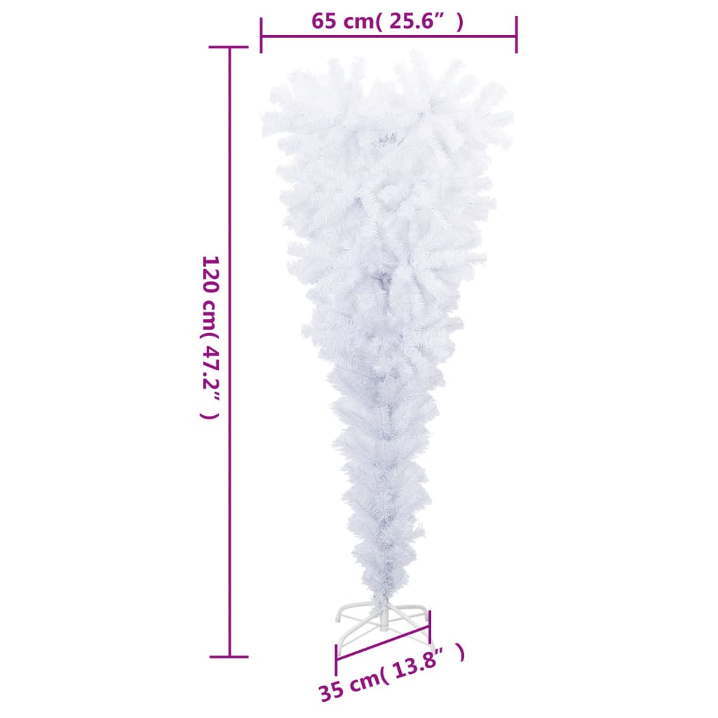 fehér fordított műkarácsonyfa állvánnyal 120 cm