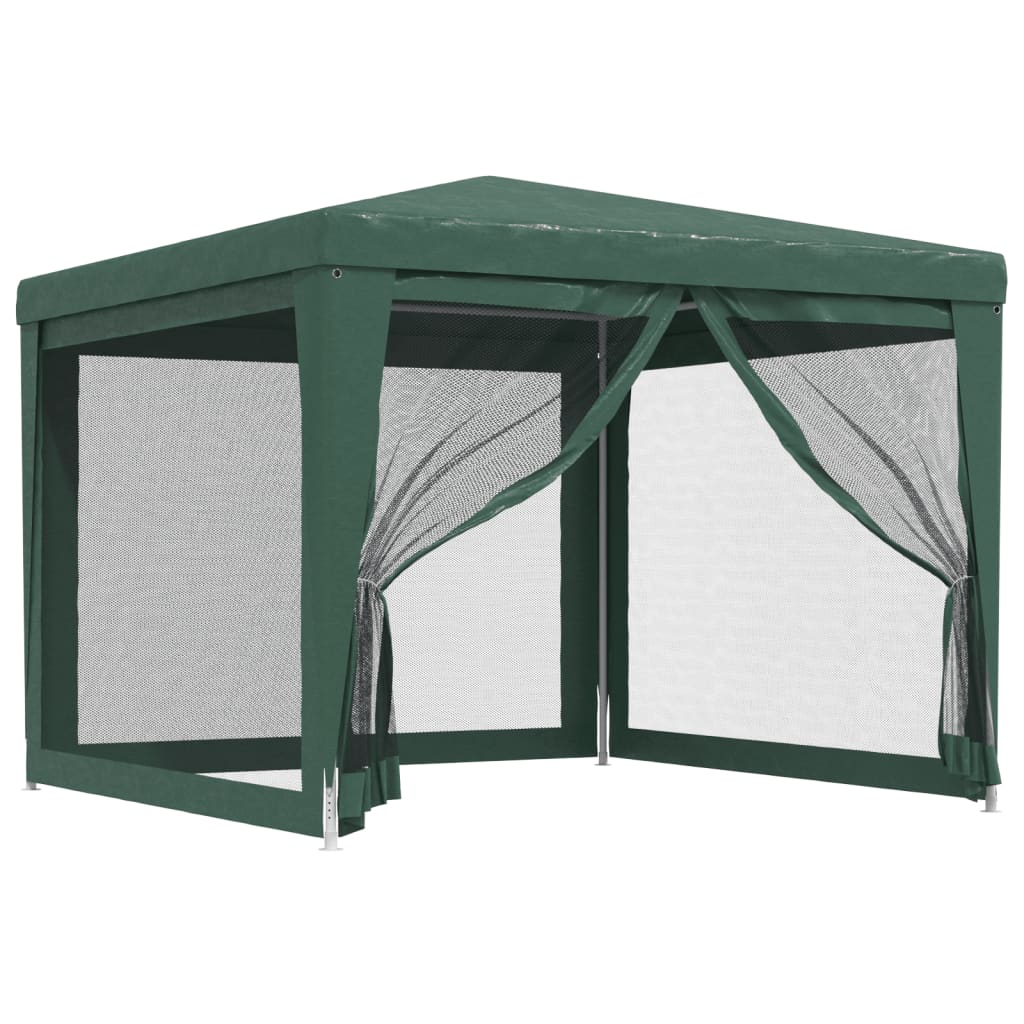 zöld HDPE rendezvénysátor 4 hálós oldalfallal 3x3 m