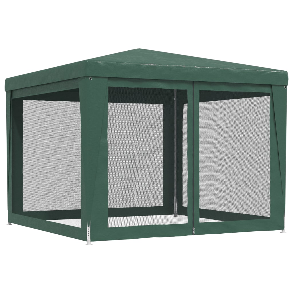 zöld HDPE rendezvénysátor 4 hálós oldalfallal 3x3 m