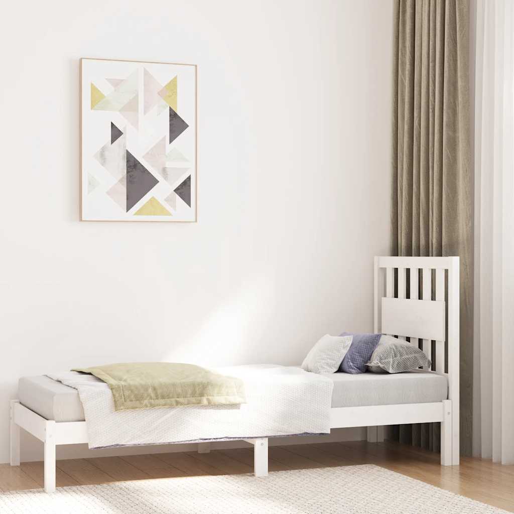 Small Single fehér tömör fenyőfa ágykeret 75 x 190 cm
