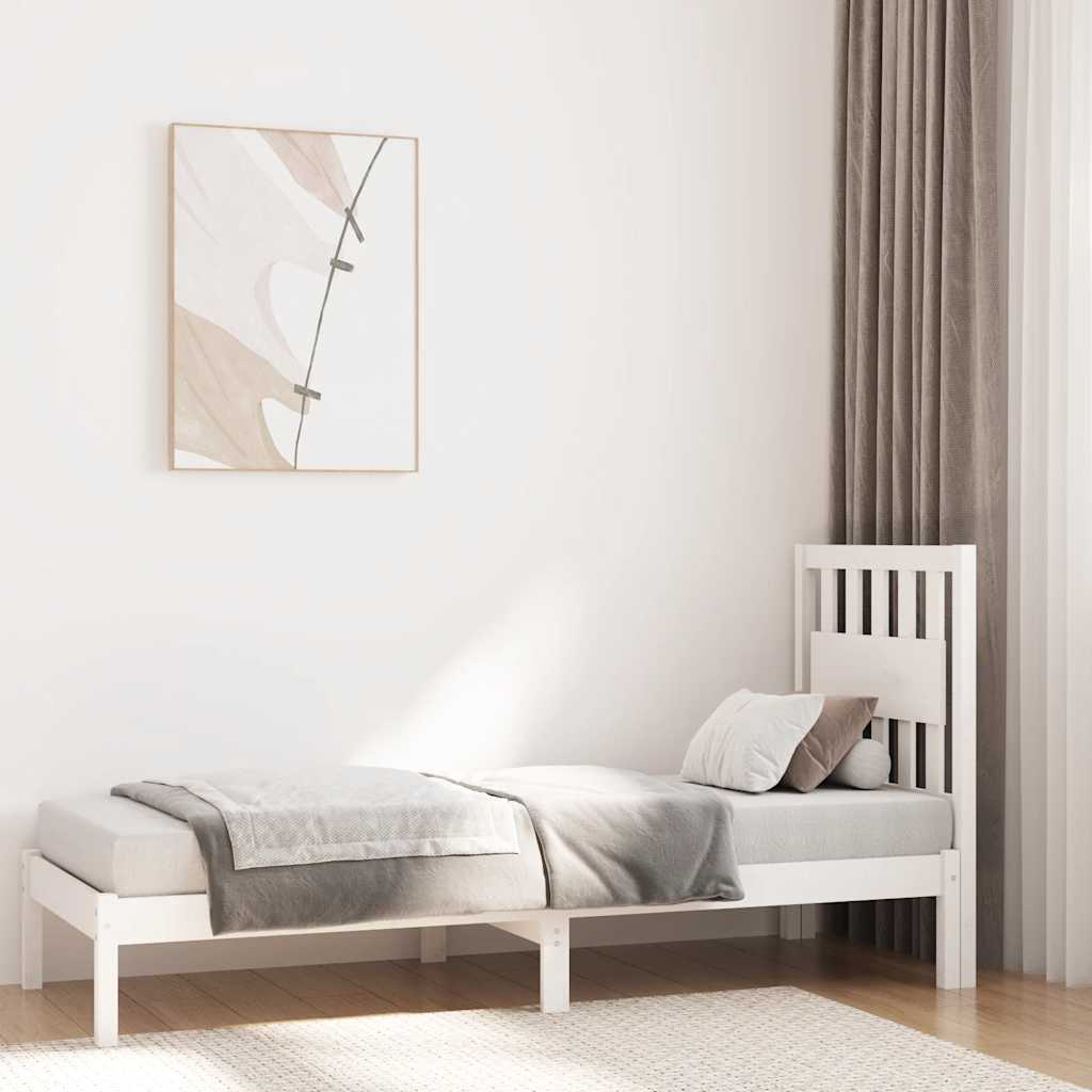 Small Single fehér tömör fenyőfa ágykeret 75 x 190 cm