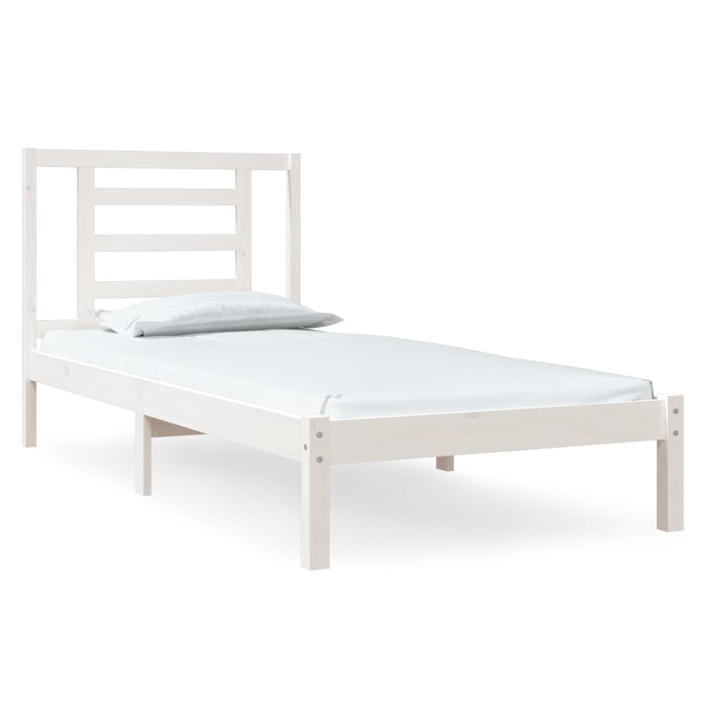 fehér tömör fenyőfa ágy matrac nélkül 90 x 200 cm