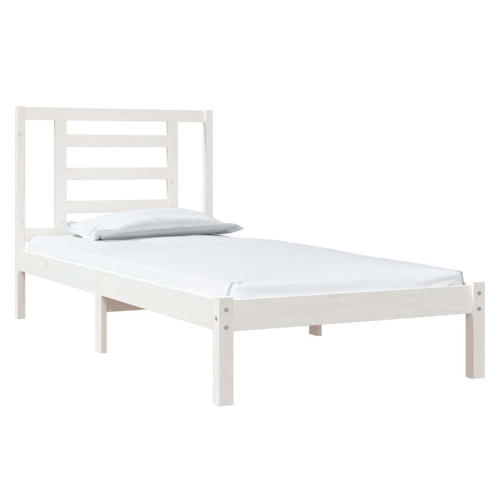 fehér tömör fenyőfa ágy matrac nélkül 90 x 200 cm
