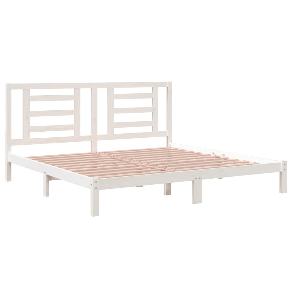 fehér tömör fenyőfa ágy matrac nélkül 200 x 200 cm