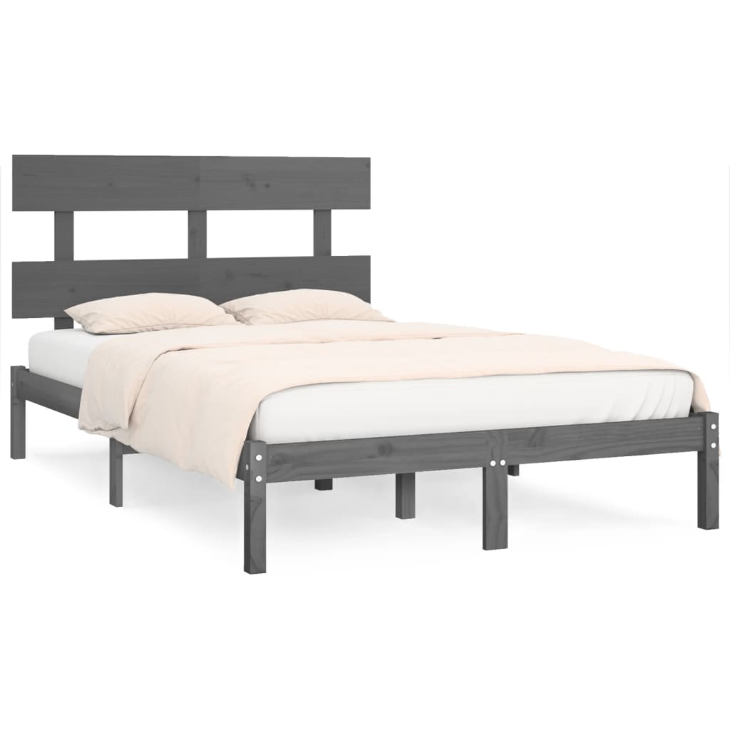 szürke tömör fa ágykeret 200 x 200 cm